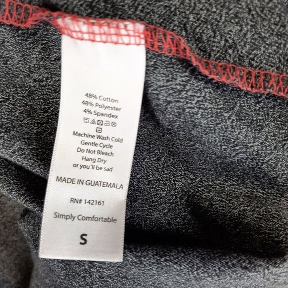 LuLaRoe Carly swing dress gray red contrast short sleeve pocket high-low small - Picture 10 of 10